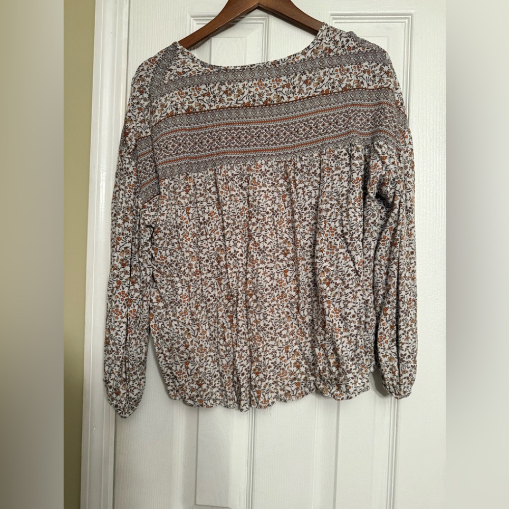 Boho Boheme yellow Floral Patterned Women's Top medium Anthropologie $89 - Picture 4 of 4